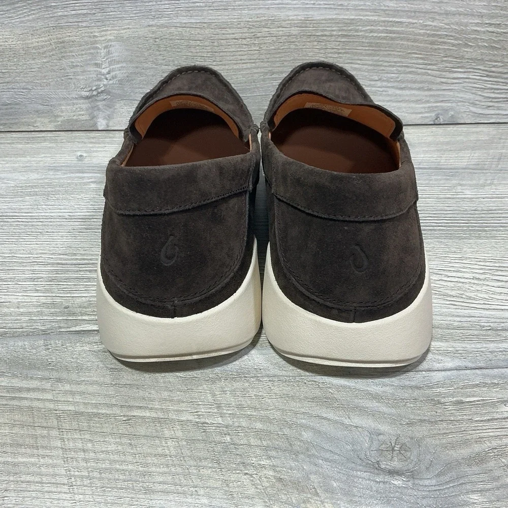 Olukai Men's Size 9.5 M Chocolate Brown Ka'a Slip-On Suede Driving Loafers